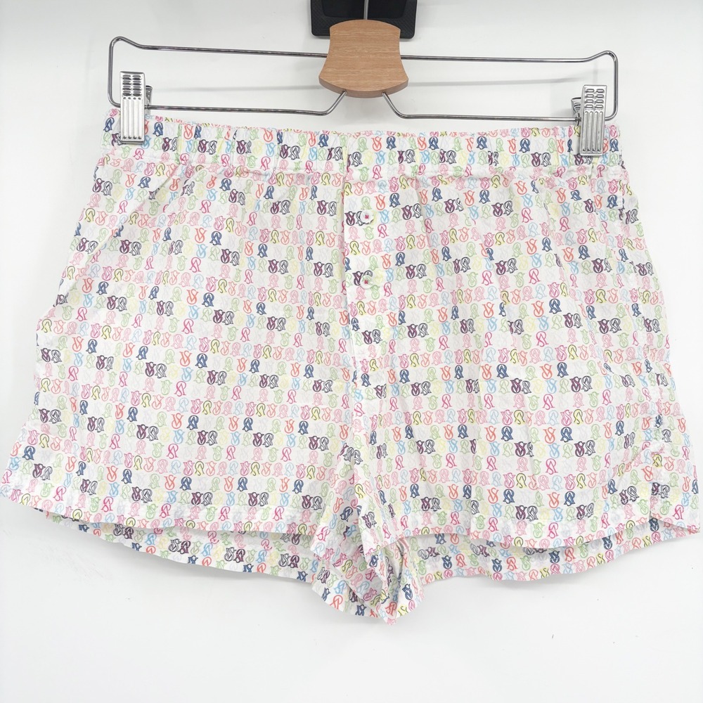 Victoria's Secret Womens Dream Angels Cotton Monogram Logo Boxer Pajama Shorts M